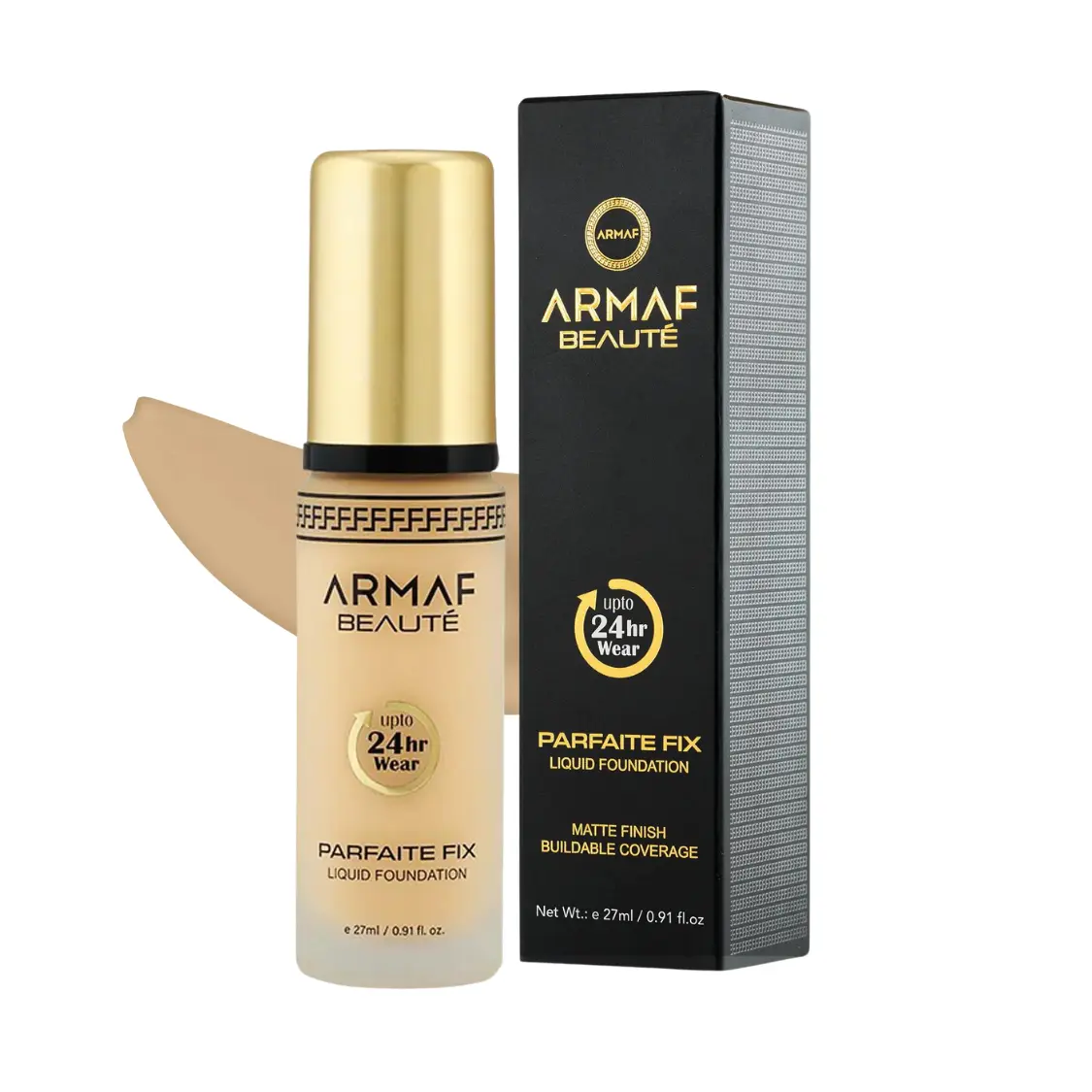 Armaf Parfaite Fix Natural Foundation, 24-Hour Waterproof Liquid Base Makeup for a Long-Lasting Flawless Base, Complexion Perfecting Formula for All Skin Types & Adults, 27ml, Coverage, Moisturizing Makeup Foundation
