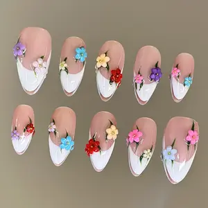 NailVesta MEADOW PETALS – 100% Handcrafted 3D Press-On Nails | Reusable, Long-Lasting, Salon-Quality black lace nail art nail art