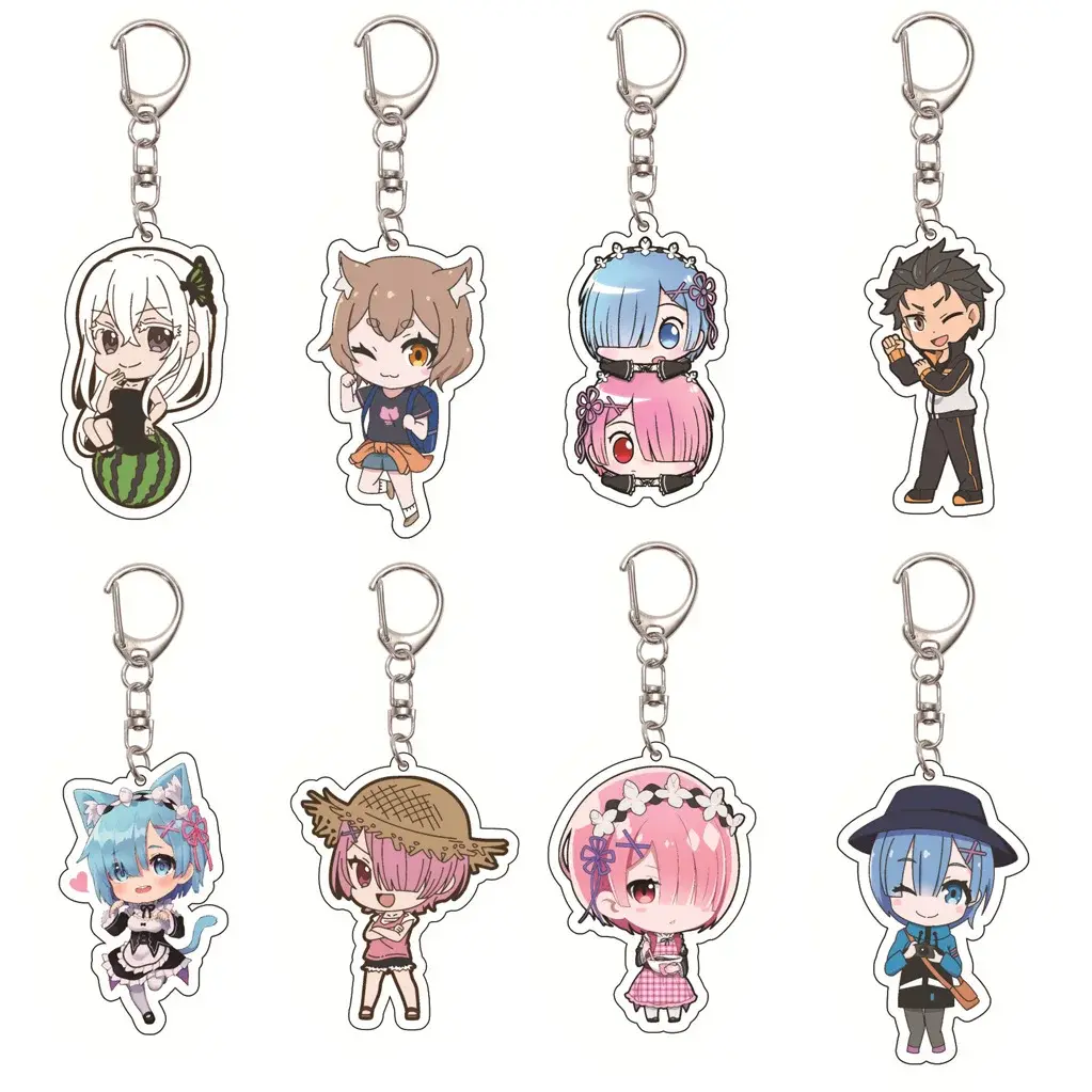 Re:Zero Starting Life in Another World Acrylic Keychain, Ram Rem Emilia Puck Natsuki Subaru, Anime Bag Charm, Gift for Fans