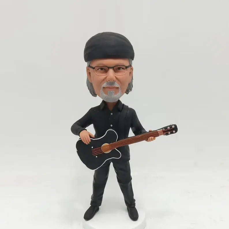 Custom Singer or Guitarist Bobblehead, Personalized Musician Figurine with Guitar