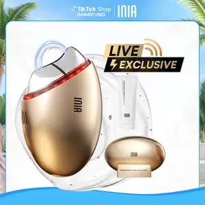 【LIVE EXCLUSIVE】INIA GLACE 7-in-1 Face & Neck Sculpting Device | EMS Microcurrent, Red & Blue Light, Thermal & Cryo Therapy for Lift, Tighten, Lymphatic Drainage & De-Puff, Serum Infusion, Perfect Gift Pick