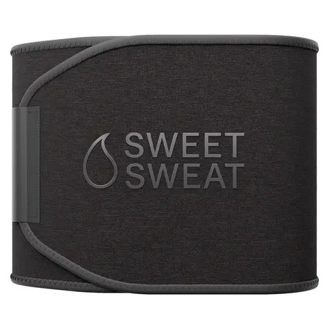 Sweet Sweat Ab Trainer for Women and Men - Sweat Band Waist Trainer Belt for High Intensity Training and Gym Workouts, 5 Adjustable Sizes - Matte Black (XL)