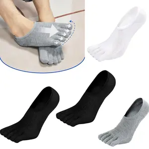 Pack of 4 Cotton Toe Socks No Show Low Cut Five Finger Socks Athletic Running Socks for Men