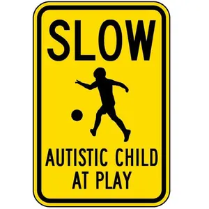 Vintage Metal "Slow Autistic Child At Play" Aluminium Sign, 8x12 in Tin Plaque, High-Def Hanging Home Coffee Bar Decoration, Easy-Install Home Decor Gift