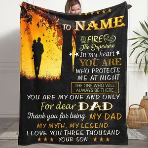 1pc a Personalized Superhero Blanket for Dad, Perfect As a Christmas Gift. This Custom Name Blanket Is Ideal for Autumn And Winter, Serving As a Cozy Throw for The Living Room, Sofa, Office