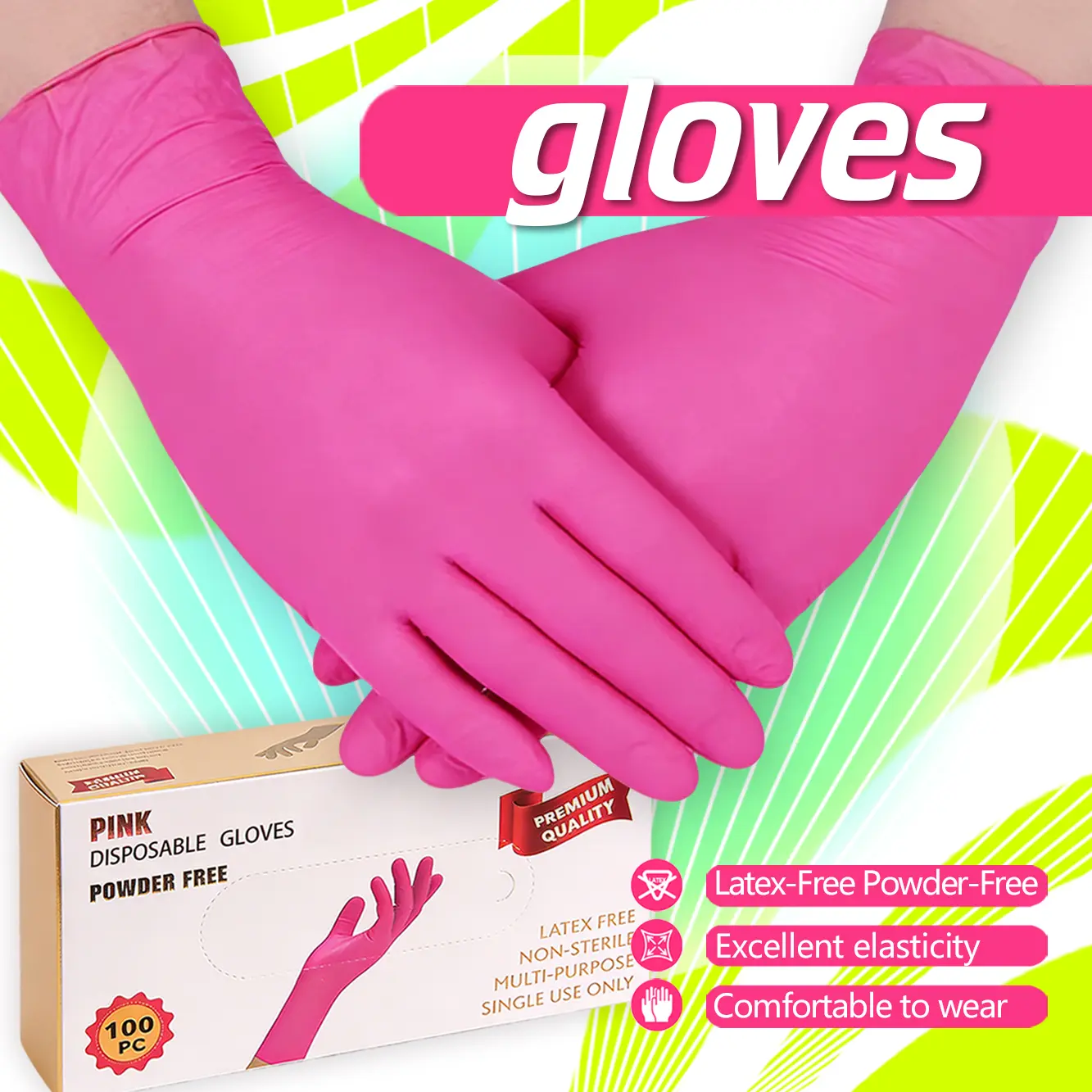 Disposable  Protective Gloves (50pcs, 100pcs, 150pcs) - Comfort Series, Powder-Free, Thick, Waterproof, Stain-Resistant, Tear-Resistant, Durable, Snug Fit, Home & Commercial Use for Kitchen, DIY Crafts, Bag,abs（Acrylonitrile butadiene styrene）
