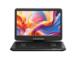 Yoton 17.5" Portable DVD Player with 15.6" HD Swivel Screen for for Kids Elderly, 6 Hours Working Time with Built-in Battery, Dual Stereo Speakers, USB/SD/TV Sync/Multiple Disc Formats, Black