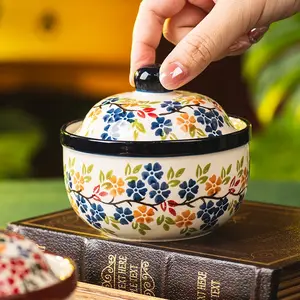 Ceramic Breakfast Bowl Ramekins with Lid, Oven Safe Covered Mini Casserole Dish, Ideal for Creme Brulee Souffle French Onion Soup Baking, Ceramic Bowls, Tableware
