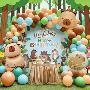 126 Piece Capybara Forest Theme Birthday Balloon Arch Set, Balloon Arch Kit, Perfect for Parties, Outdoor Events, Family Gatherings, Kids' Activities