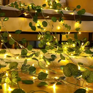 50 LED Vine String Lights, Ivy Leaf Design, Battery Powered Hanging Garland, Greenery Garland, Warm, Christmas Decor, Wedding Garden Ceiling Wall Balcony Party Valentine's Day