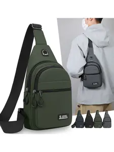 1pc  Men's slanted shoulder chest bag, solid color, clean color waist bag, zipper closure, fashionable, versatile, casual, simple, suitable for college students' travel, work, commuting, shopping, men's slanted shoulder chest bag