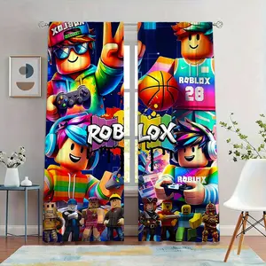 Roblox Game Curtains Set, High-Blocking UV Protection Drapes, Anti-Wrinkle Easy Wash Kids Room Decor, Perfect for Gaming Rooms & Boys' Bedrooms, Window Curtain