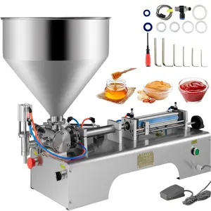 VEVOR Horizontal Pneumatic Liquid Filling Machine 10-300ML, Paste Liquid Filling Machine with 30L Hopper, Pneumatic Dual-use Paste Filling Machine for Cream Shampoo Liquids