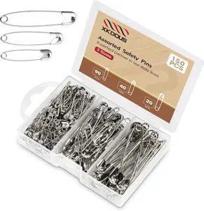 Safety Pins 150 Pcs Assorted Sizes Silver Pins Bulk Small & Large Clothes Sewing Craft