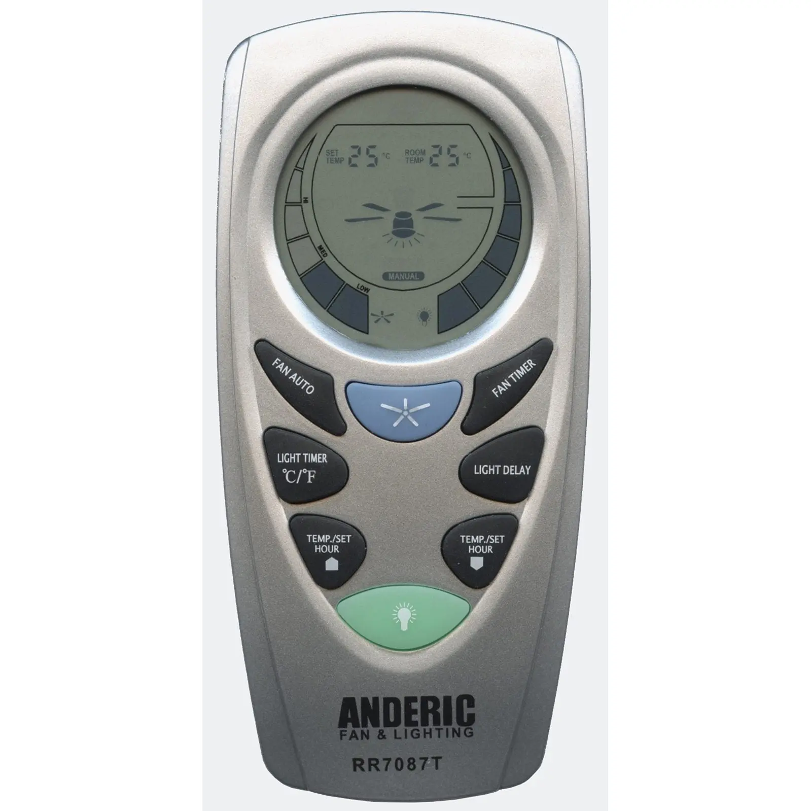 Anderic RR7087T Replacement Thermostatic Ceiling Fan Remote Control with Fan Timer Key | CHQ7087T