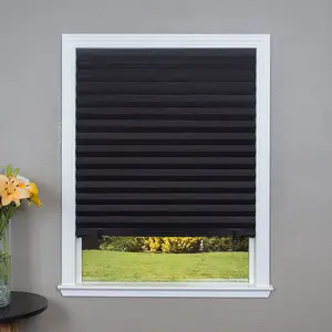 No Tools Original Blackout Pleated Paper Shade - Black, 36 in x 72 in, Versatile for Various Light Sources
