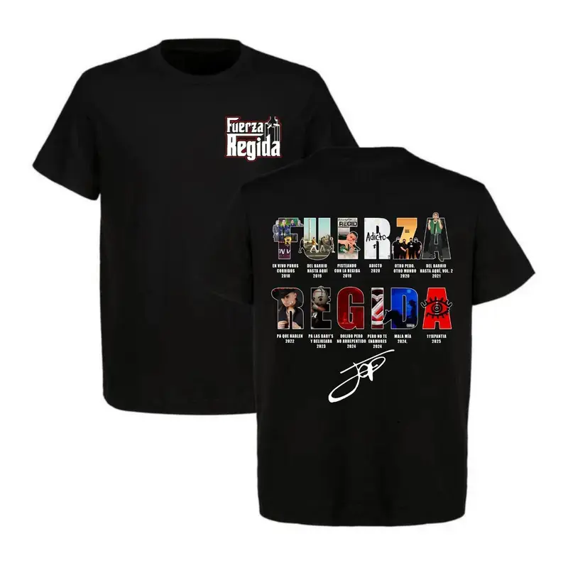 Fuerza Regida 2-Sided Shirt, Full Album Collection Tee, Mexico R&B Indie Music Merch, Unisex Vintage Streetwear, Soft Cotton Graphic T-Shirt Pepper Comfort Colors