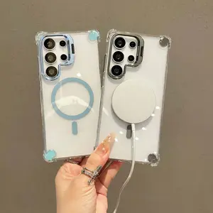 Compatible with for s26 S25 S24 S23 Plus Metal lens holder, corner airbag, anti-drop phone case-hn1218-3