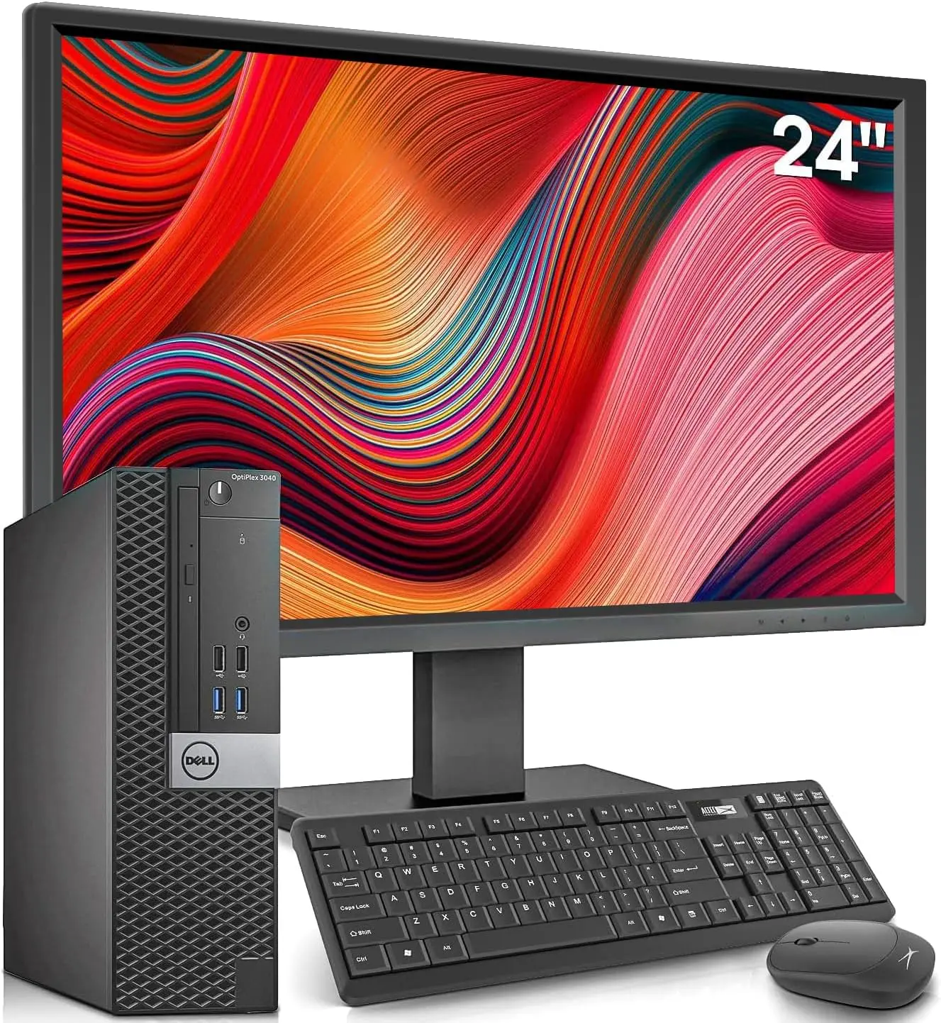 Dell OptiPlex Desktop Computer with 24 inch Monitor PC & Bundle, i7-6700 3.4GHz,16GB Ram New 512GB SSD,Intel AC7260 Built-in WiFi Bluetooth,HDMI,Refurbished Desktop,Windows 10 Pro (Renewed), Black