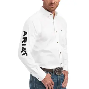 Ariat Men's Team Logo Twill Classic Fit Shirt White/Black