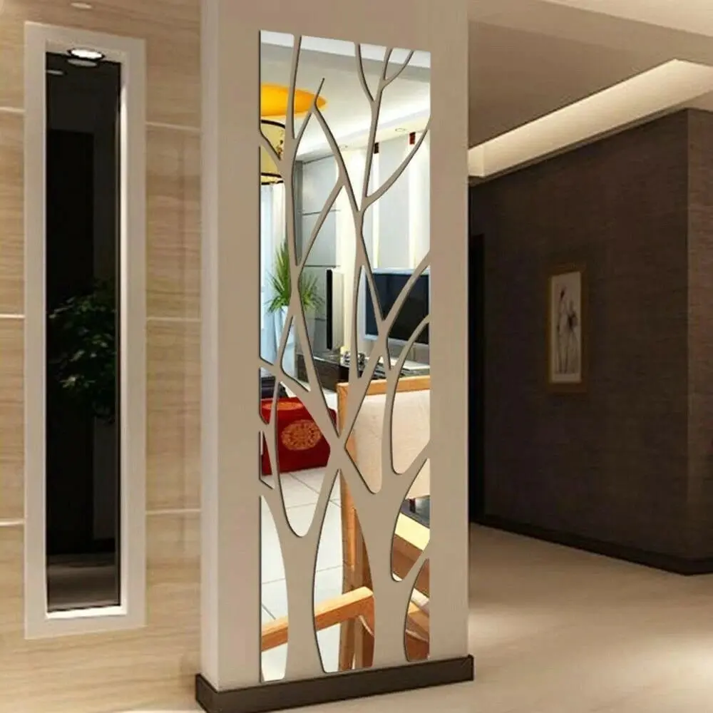 3D DIY Mirror Art Removable Wall Stickers Acrylic Mural Decal for Home Bedroom Decor Easy Apply Remove No Residue