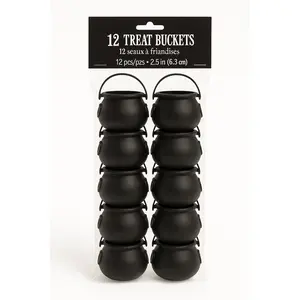 Black Halloween Candy Cauldrons - 12 Pack