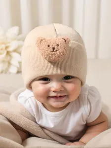 Newborn Bear Knit Hat for Babies 1-3 Years Old, Toddler Hat, Baby Hat, Knitted Hat, Warm Winter Beanie for Outdoor Use, Casual Daily Commute Cap, Moderate Fabric Thickness