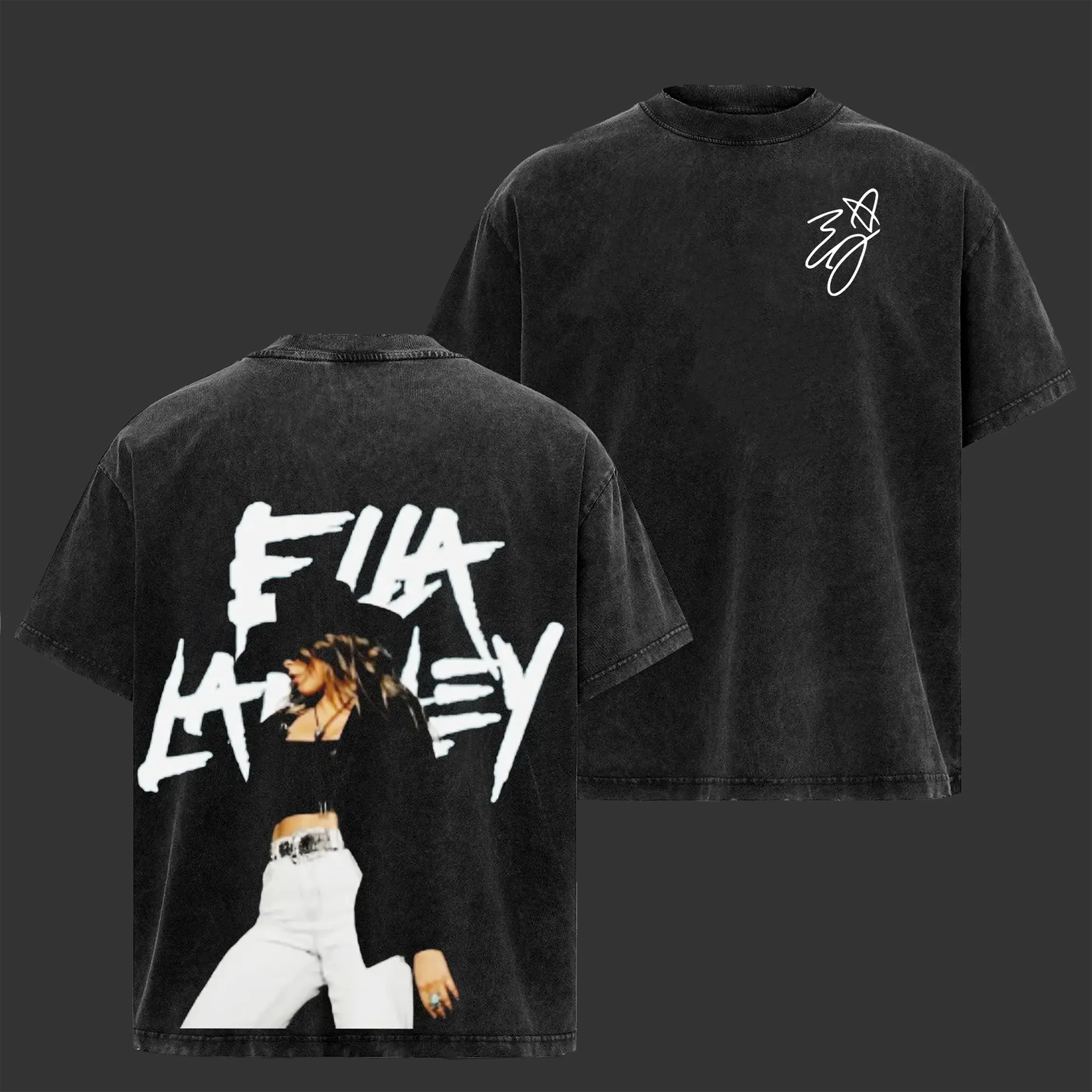 Langley Country Music T-Shirt Vintage Washed Oversized Heavyweight Tee, Singer Portrait Aesthetic Large Back Print Shirt, Gym Pump Cover, Gifts For Ella Langley Fans