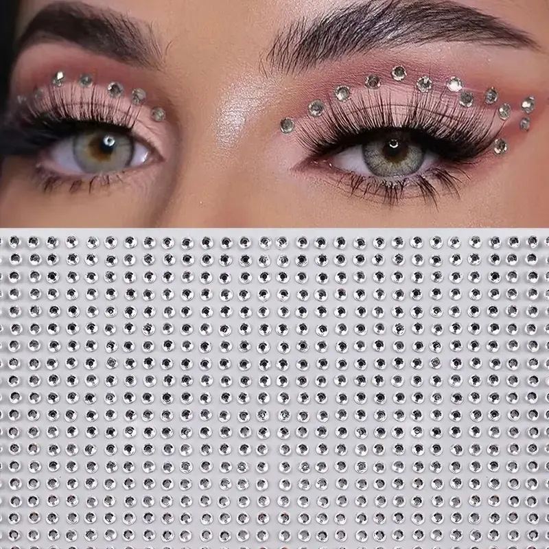 500PCS Self-Adhesive Face Gems, Rhinestone or Pearl Makeup Stickers for Festival Looks, Parties, Cosplay & DIY Crafts