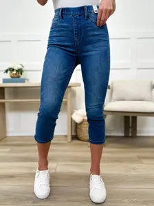 Judy Blue Elle High-Rise Capris - Medium Wash (Pull On, Moisture Control, Non-Distressed)