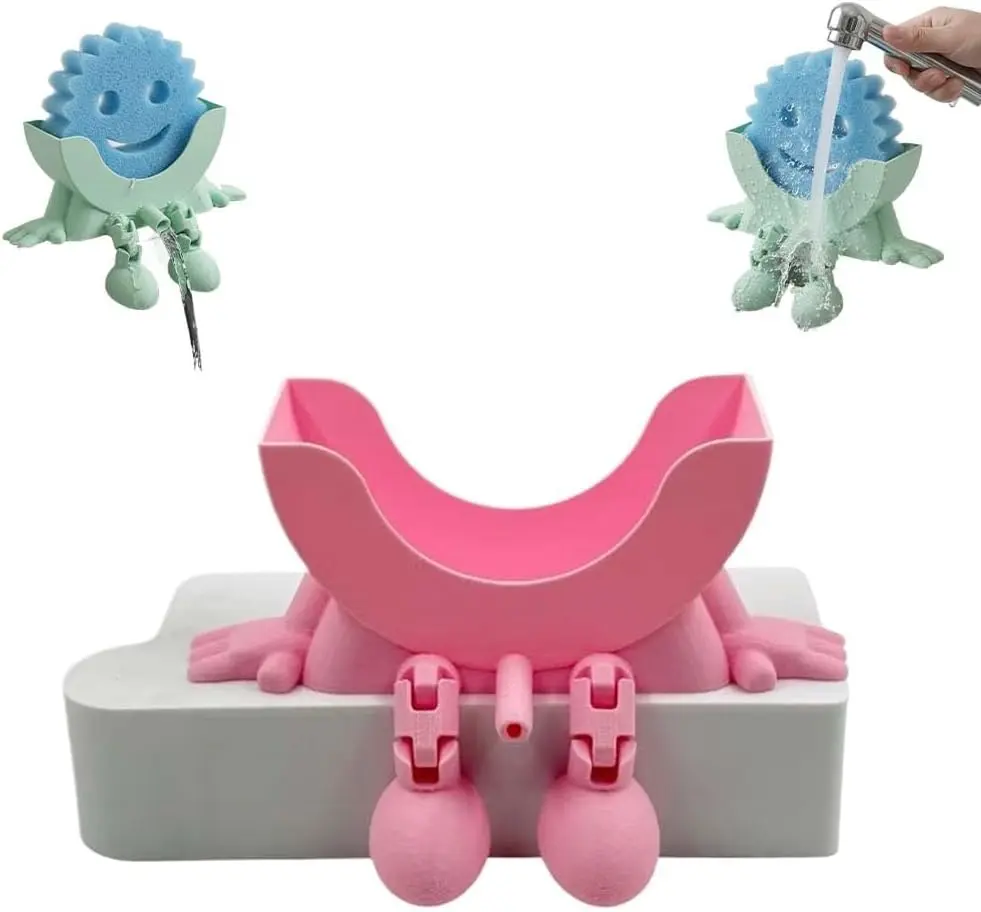 Kitchen Sponge Holder with Drainage - Funny Sponge Daddy & Dish Mommy Sink Storage Rack, Anti-Dirt Compact Durable Plastic Kitchen Accessory, Quick Drying Household Organizer for Dishwashing, Kitchen Accessories