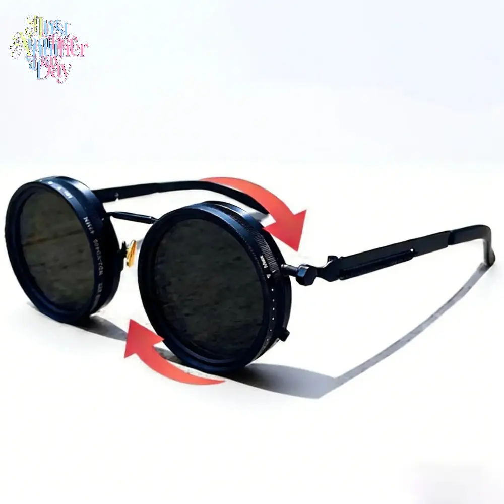 Polarized Round Sunglasses with ND9 Adjustable Dimming, Retro Punk Style Eyewear for Men and Women, UV400 Outdoor Shades for Fishing, Driving, and Winter Travel Use