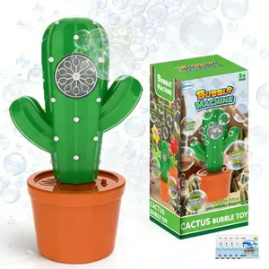 Electric Cactus Bubbles Machine, Outdoor Bubbles Blower Toy, Automatic Bubbles Toy, Interactive Toy with Lights & Music, Garden Decoration, Birthday Gifts