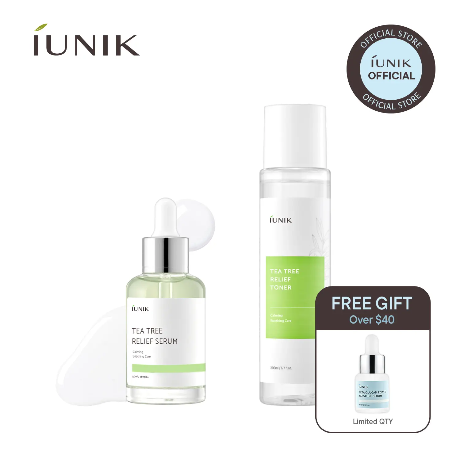 [IUNIK Official] Tea Tree Calming Care Duo | Tea Tree Toner +Tea Tree Serum