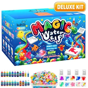 Kiditos Magic Water Elf Kit for Kids, Sea Creatures Glitter, 20 Aqua Gels, 2 Glitter Powders & 10 Molds, DIY Toy Ages 3+