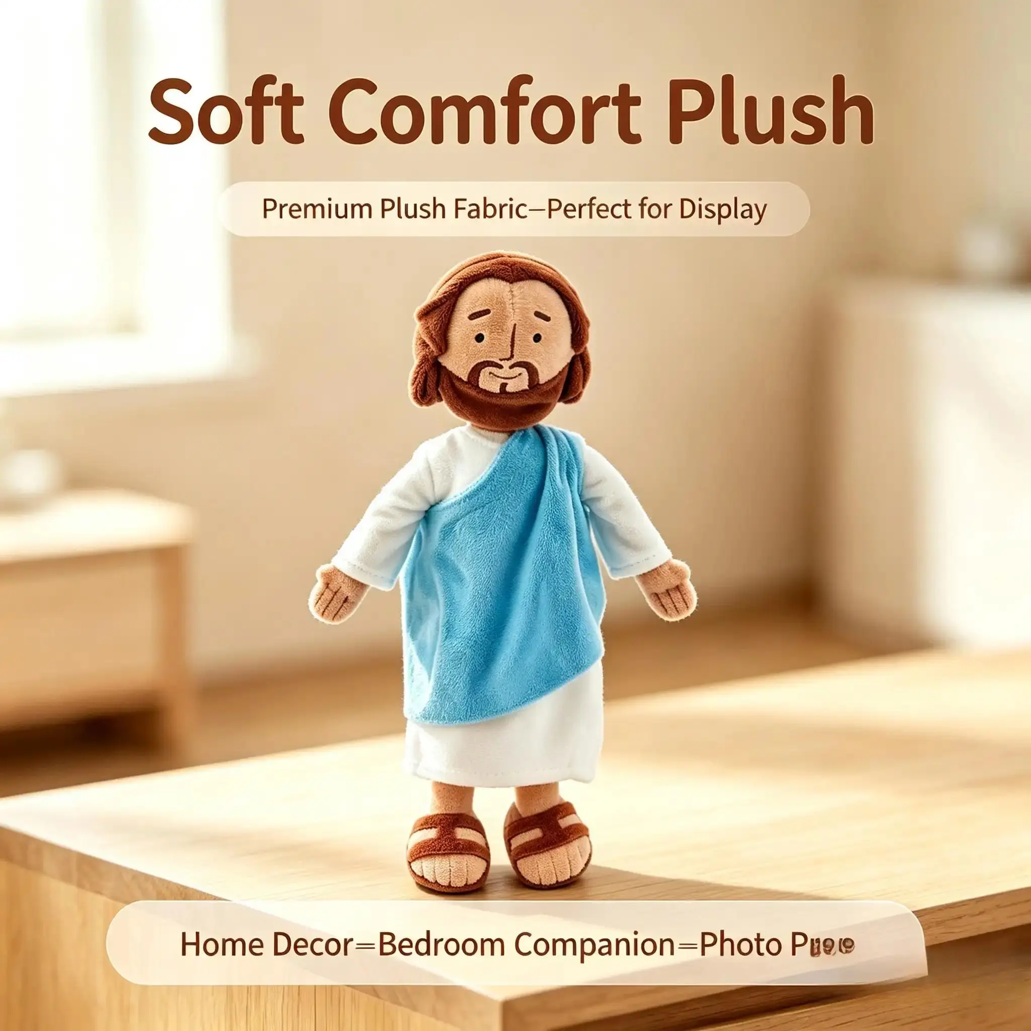 13-Inch Cuddly My Friend Jesus Plush Doll - Child-Friendly Fabric, Jesus Costume Compatible, Unisex Religious Christian Baptism Gift Ideas