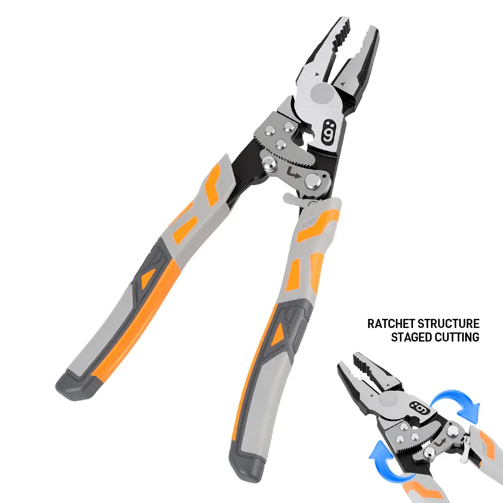 Self-Locking Ratchet Pliers, Heavy Duty Wire Cutting Pliers with 55 Steel Construction, Hands-Free Grip Tool for Automotive Repair, Plumbing, Welding & DIY Projects
