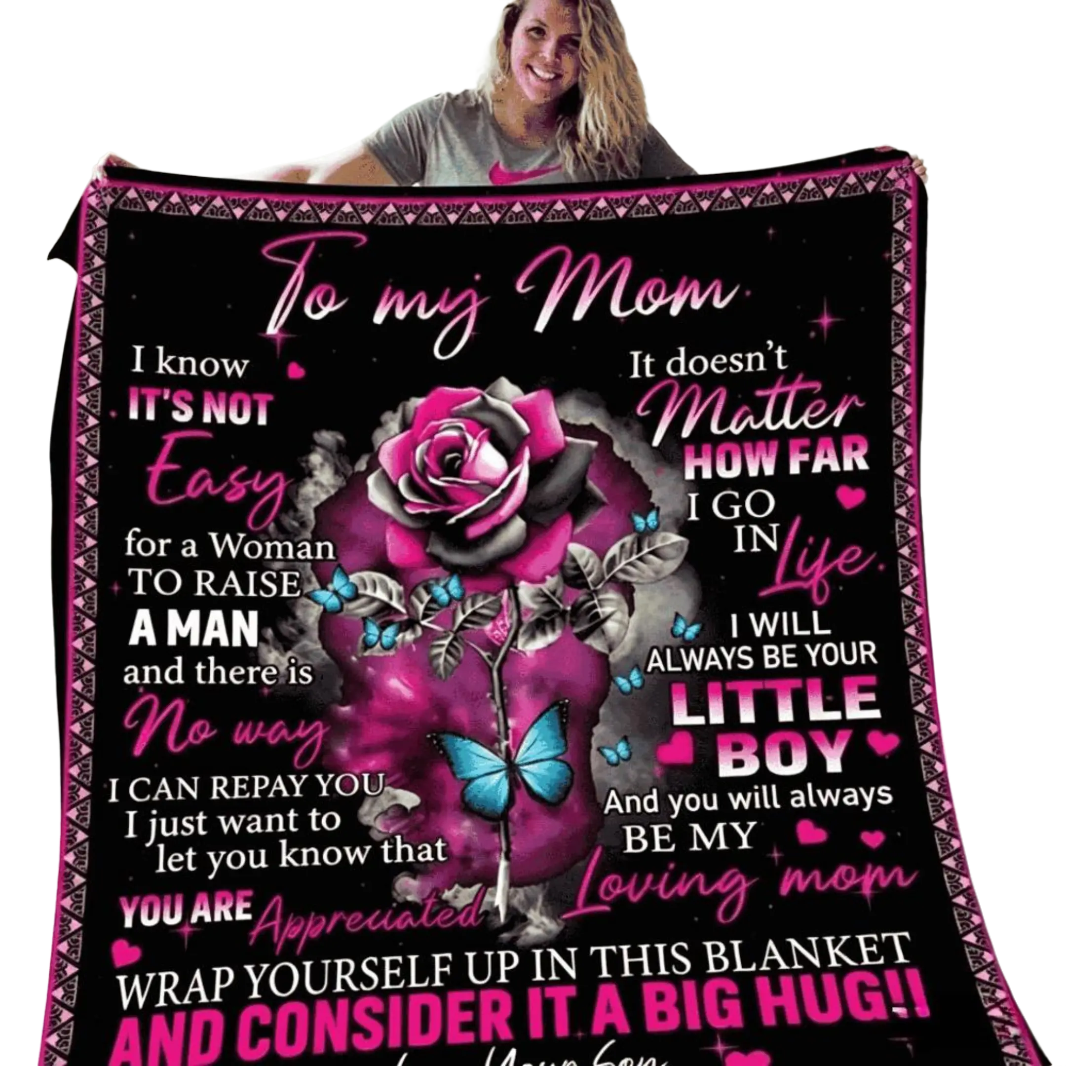 Mom - You Are Appreciated Blanket Gift From Son For Mother's Day Cool Mom Gifts Thoughtful Message Christmas Birthday Soft Napping Bedding Accessories Throw Blanket