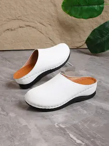 Women's Pink Suede Closed Toe Mule Slides, Casual Comfort Coquette-Chic Style, Non-Slip Soft Loafers #CoquetteComfortShoes, #PinkSuedeMules, #CasualChicSlides