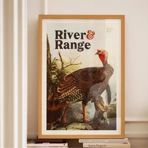Turkey Hunting Wildlife Poster, Retro Outdoor Art Print, Vintage Hunting Wall Decor, Outdoorsy Cabin Wall Art, Hunter Gift for Dad