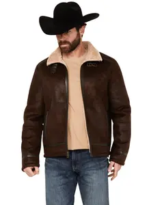 Moonshine Spirit Men's Spirit&Reg; Sherpa Lined Faux Leather Jacket - Msho23o15-Dkbrn