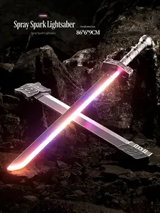 SparkBlade Samurai LED Lightsaber Toy Cyberpunk Katana - 34" Light-Up Propfor Cosplay, Raves & Festivals RGB Lights Durable CollectibleItem US In Stock, Perfect Easter Gift Multi-Color Colorful