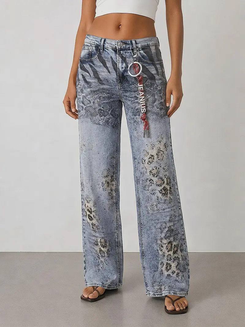 tiger jeans - TikTok Shop DETW Tiger Patchwork Distressed Denim