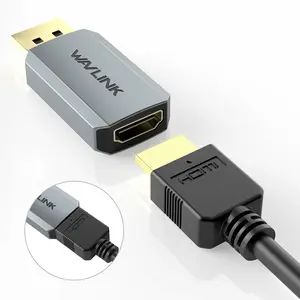 WAVLINK DisplayPort to HDMI Adapter 4K@60HZ Active Uni-Directional Plug and Play Durable Aluminum Shell Compatible with Thunderbolt Dock HP Dell Projector Computer AMD NVIDIA 1 Pack