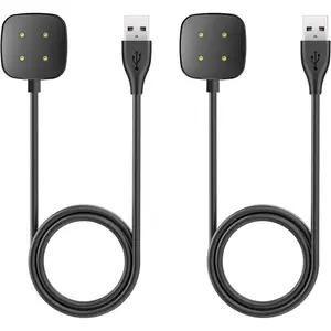 Compatible with Fitbit Sense/Versa 3 2 Pack Replacement USB Charging Cable Dock Stand for Sense/Versa 3 Accessories
