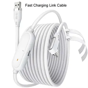 Link Cable 16FT for PCVR Compatible with Meta Oculus Quest 3S Quest 3 2 Pro Pico 4 Accessories and PC SteamVR, High Speed PC Data Transfer, USB 3.1 to USB C Cable for VR Headset White