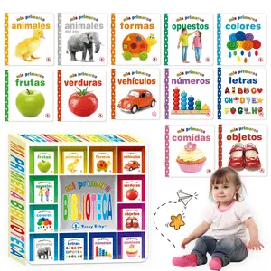 Teenybaby Spanish Encyclopedia Learning Books Set, 12 Different Types Vocabulary and Object Cognitive Learning, Gift Box Pack, Preschool Learning Book, Learning Materials