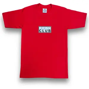 Pro Club Men's Heavyweight Crewneck Short Sleeve Casual Box Logo Graphic T-Shirt - Men's Top - Menswear Shortsleeve Streetwear Underwear Tshirt
