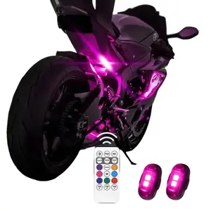 2/6 PCS Wireless LED Strobe Light with Remote Control, USB Rechargeable Waterproof Anti-Collision LED Emergency Warning Light for Cars, Motorcycles, Drones, Aircraft and Bikes, Rear Bike Light