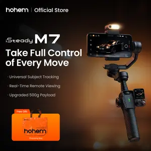 Hohem iSteady M7 AI Tracking Smartphone Gimbal Stabilizer 3-Axis with Magnetic Fill Light/AI Tracking Sensor for iPhone Android with 1/4-inch Color Tochscreen Display,Detachable Remote Controller, Max Payload 500g 2023 Upgraded Fathersdaygift Videography